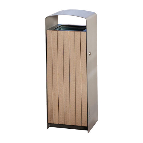 Outdoor Metal Wooden Trash Can