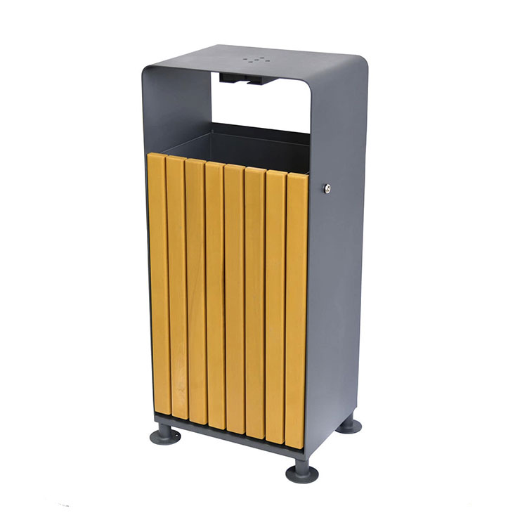 Outdoor Park Wood and metal Trash Bins waste container