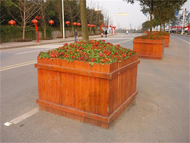 extra large wood pots street flower planter