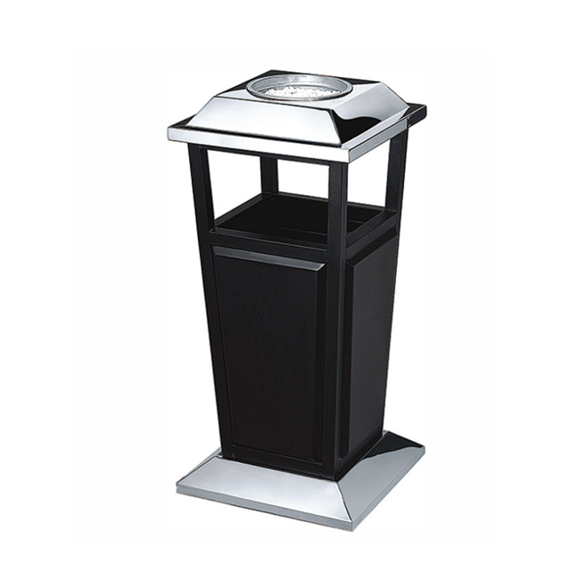 Stainless Steel Dustbin With Ashtray Foursided Corners Hotels