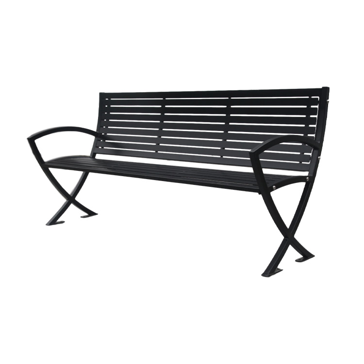 Black outdoor metal discount bench