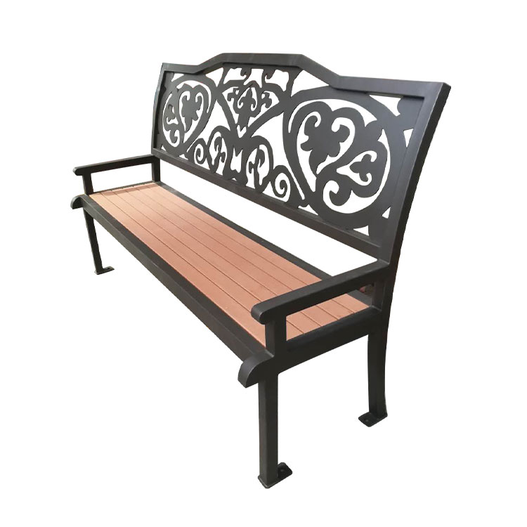 Outdoor long wood bench