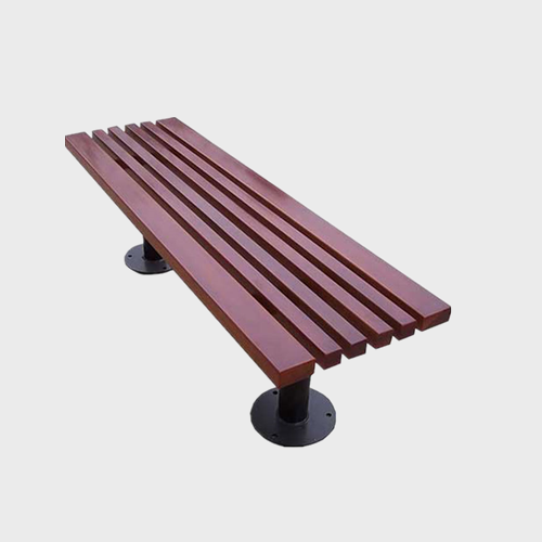 minimalist backless wood garden bench