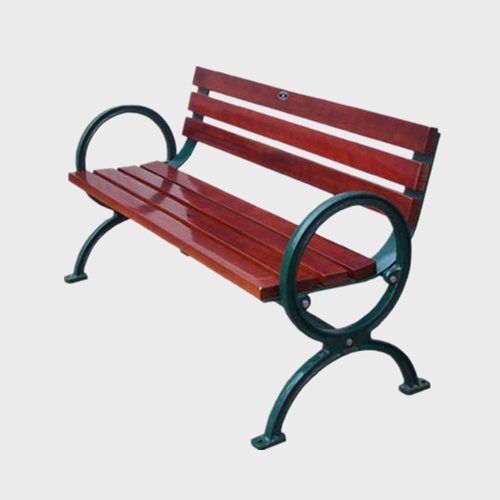 public wooden bench with back