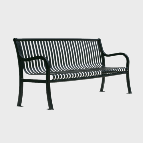 outdoor garden furniture slatted steel bench