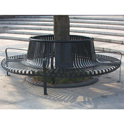 street furniture outdoor stainless steel bench around tree