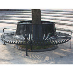 street furniture outdoor steel bench around tree