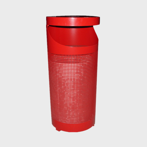 Outdoor stainless steel red Trash Bin round waste receptacle supplier
