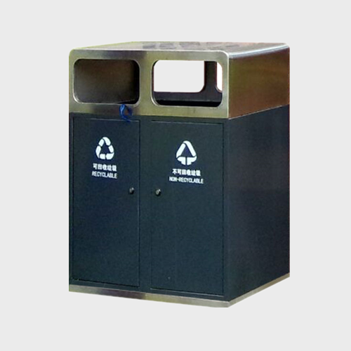 Metal Outdoor Trash Can double stainless steel waste bin