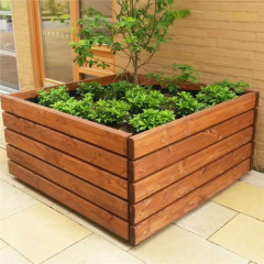 outdoor large rectangular planter street wooden flower pot