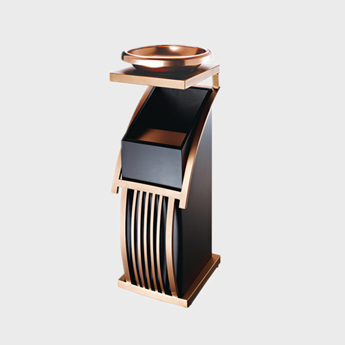 Hotel Lobby Elevator Entrance Rose Gold Vertical Trash Can