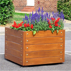 wood garden planter outdoor street flower pots