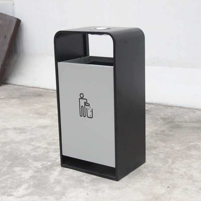 Galvanized steel dustbin With ashtray