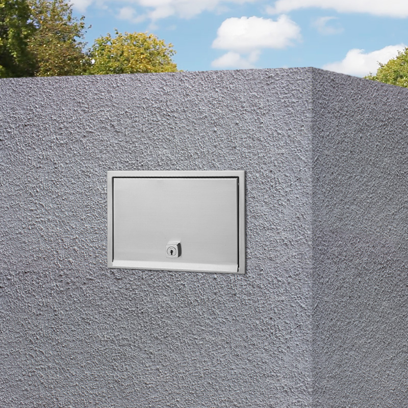 antique anti theft grey commercial mailbox