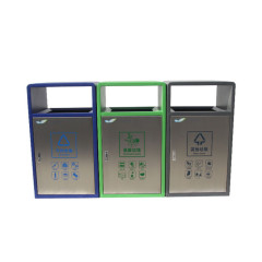 outside stainless steel 3 compartment waste bin for customer