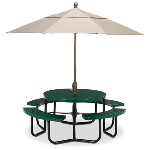 Outdoor Table And Chairs With Umbrella, Circular Picnic Table With Umbrella