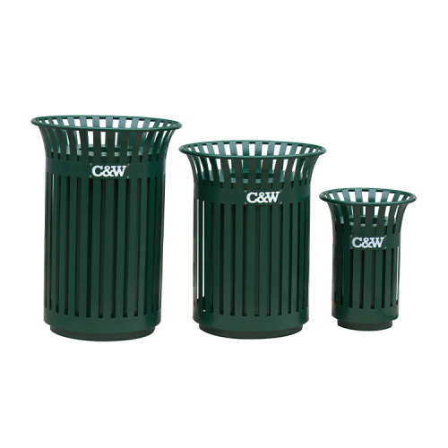 outdoor garden steel trash bin