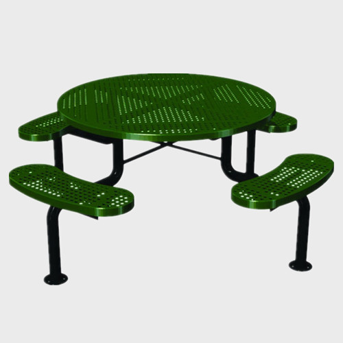 portable outdoor perforated steel round picnic table