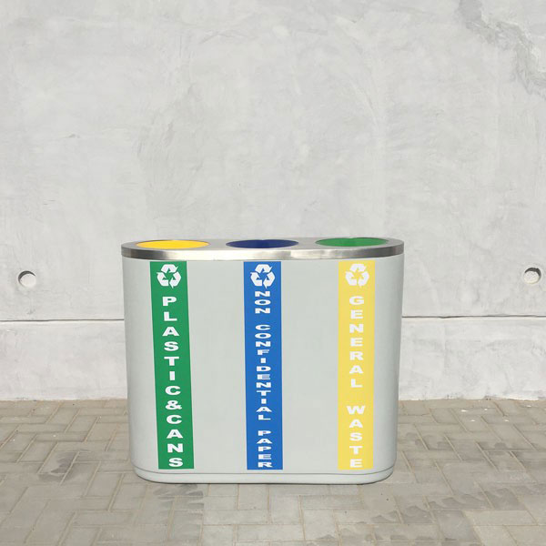 outdoor garbage and recycling bins