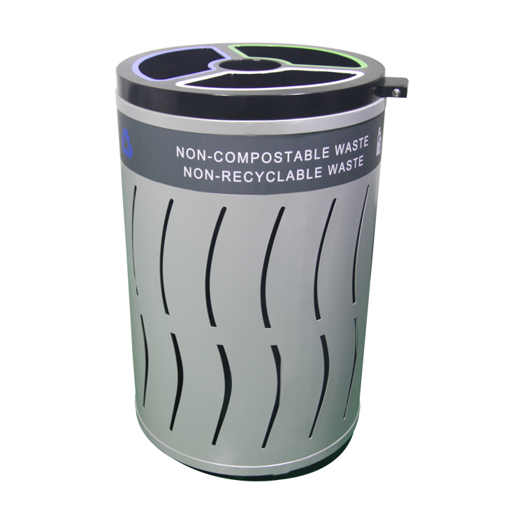 Outdoor Big Modern Round Metal Trash Can   3744b92ee1 