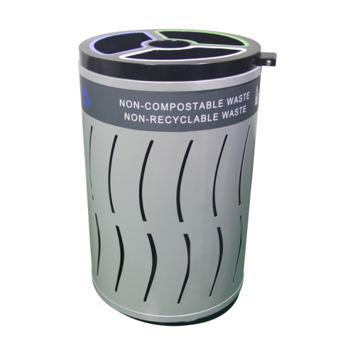 outdoor big modern round metal trash can