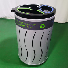 outdoor big modern round metal trash can