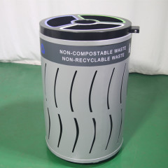 outdoor big modern round metal trash can