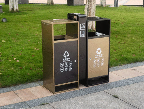 large outdoor stainless steel garbage bins