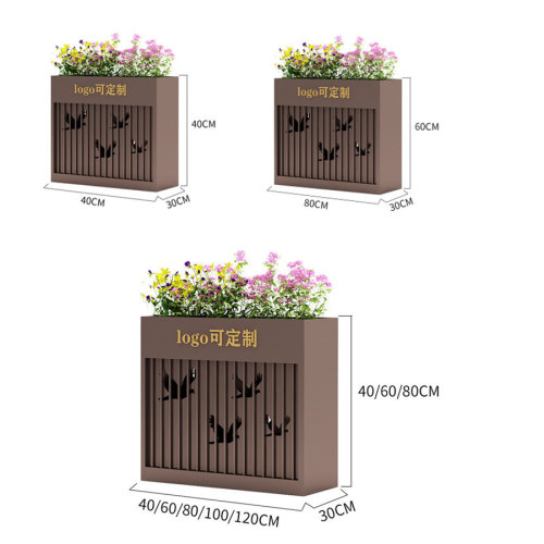 Outdoor flower box combination  iron fence