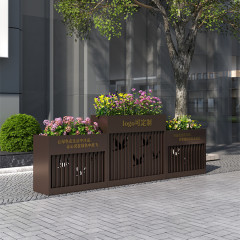 Outdoor flower box combination  iron fence