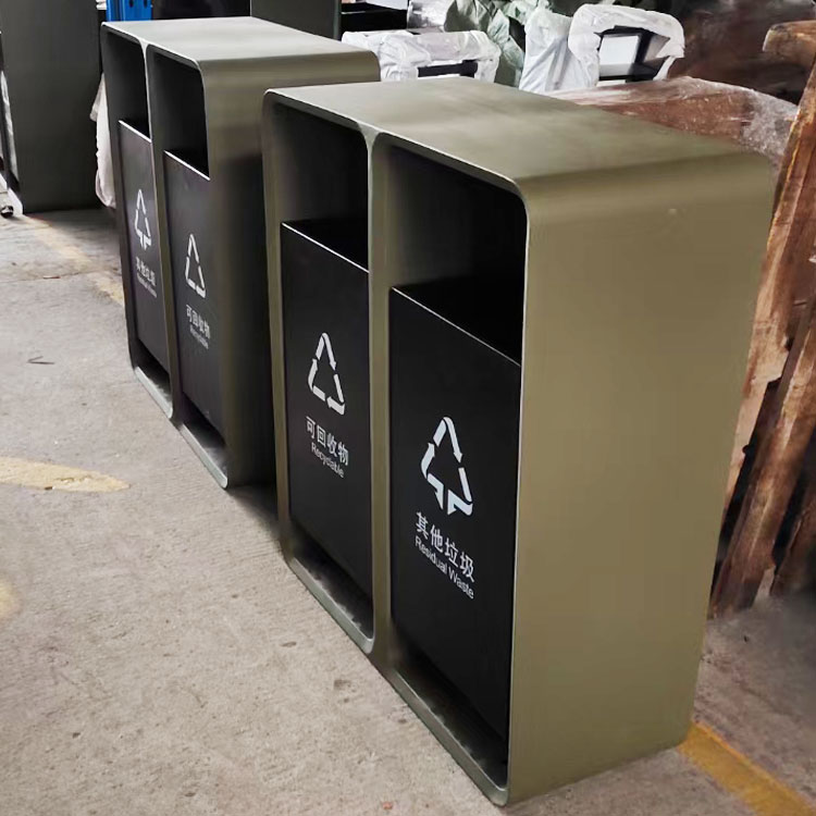 metal outdoor double compartment garbage cans