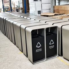 metal outdoor double compartment garbage cans