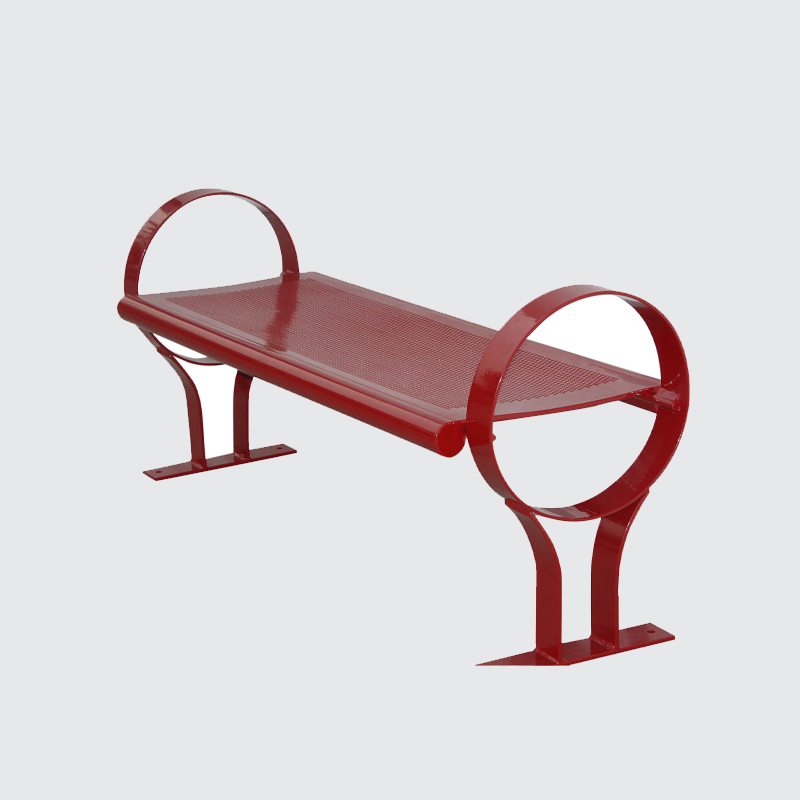 metal red patio seating bench