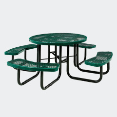 Round punched-plate picnic table and chairs