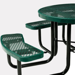 Round punched-plate picnic table and chairs