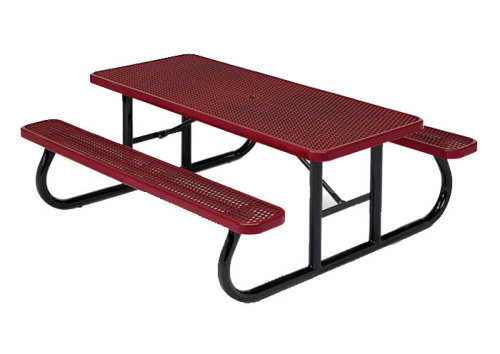 Outdoor perforated children's picnic dining table with bench