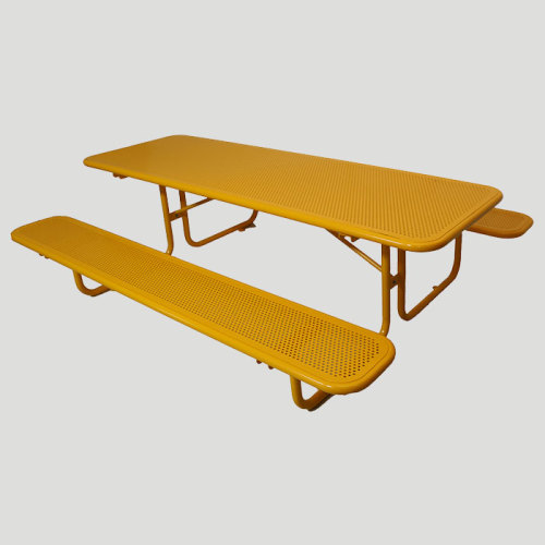 portable public commercial perforated steel picnic table