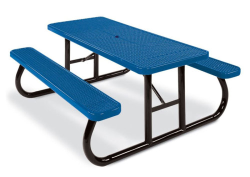 Outdoor perforated children's picnic dining table with bench