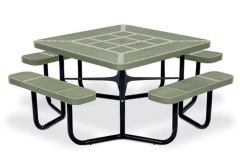 perforated metal outdoor square picnic table and benches