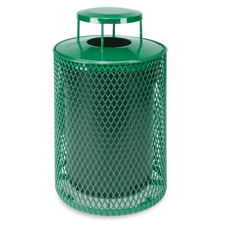 Outdoor Round Metal Mesh Waste Receptacle