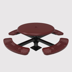 Round Pedestal Solid Top Thermoplastic Steel Picnic Table