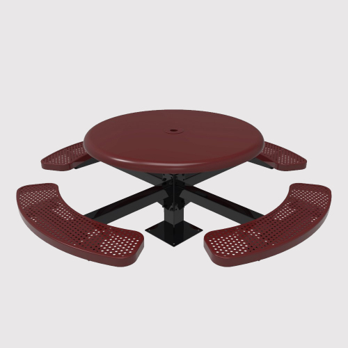 Round Pedestal Solid Top Thermoplastic Steel Picnic Table