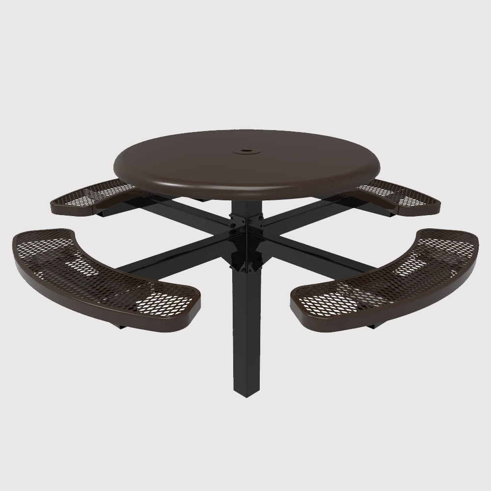 Round Pedestal Solid Top Thermoplastic Steel Picnic Table