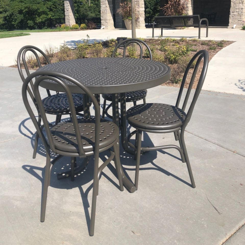 Streetside 36" Round Perforated Steel Outdoor Coffee Table