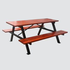 wood outdoor A frame picnic table with bench