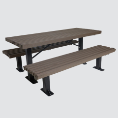 Outdoor wood plastic composite picnic table and bench set