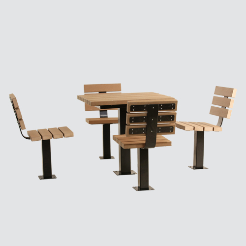 Wooden outdoor table and chairs