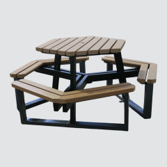 wood table and bench set