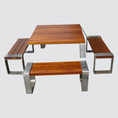 Square Outdoor Dining Table One-Piece Set Picnic Table Benches