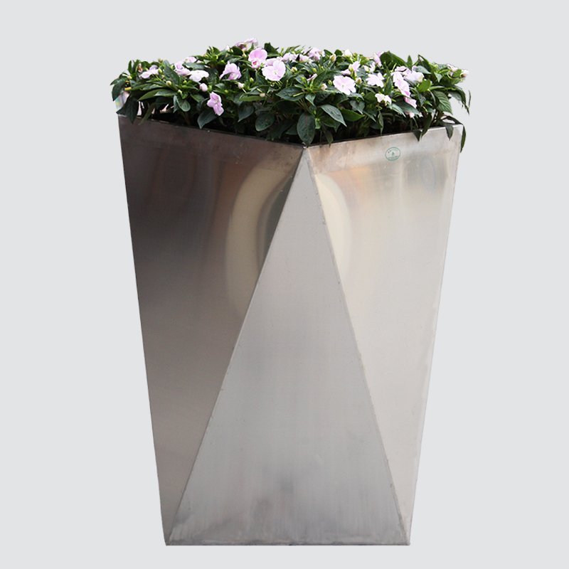 Shopping mall airport large flower pot outdoor stainless steel flower box